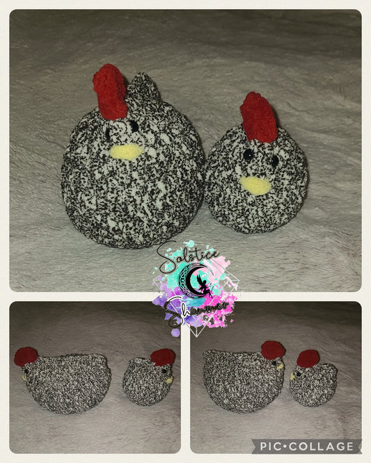 Black speckled crocheted Momma and Baby chick